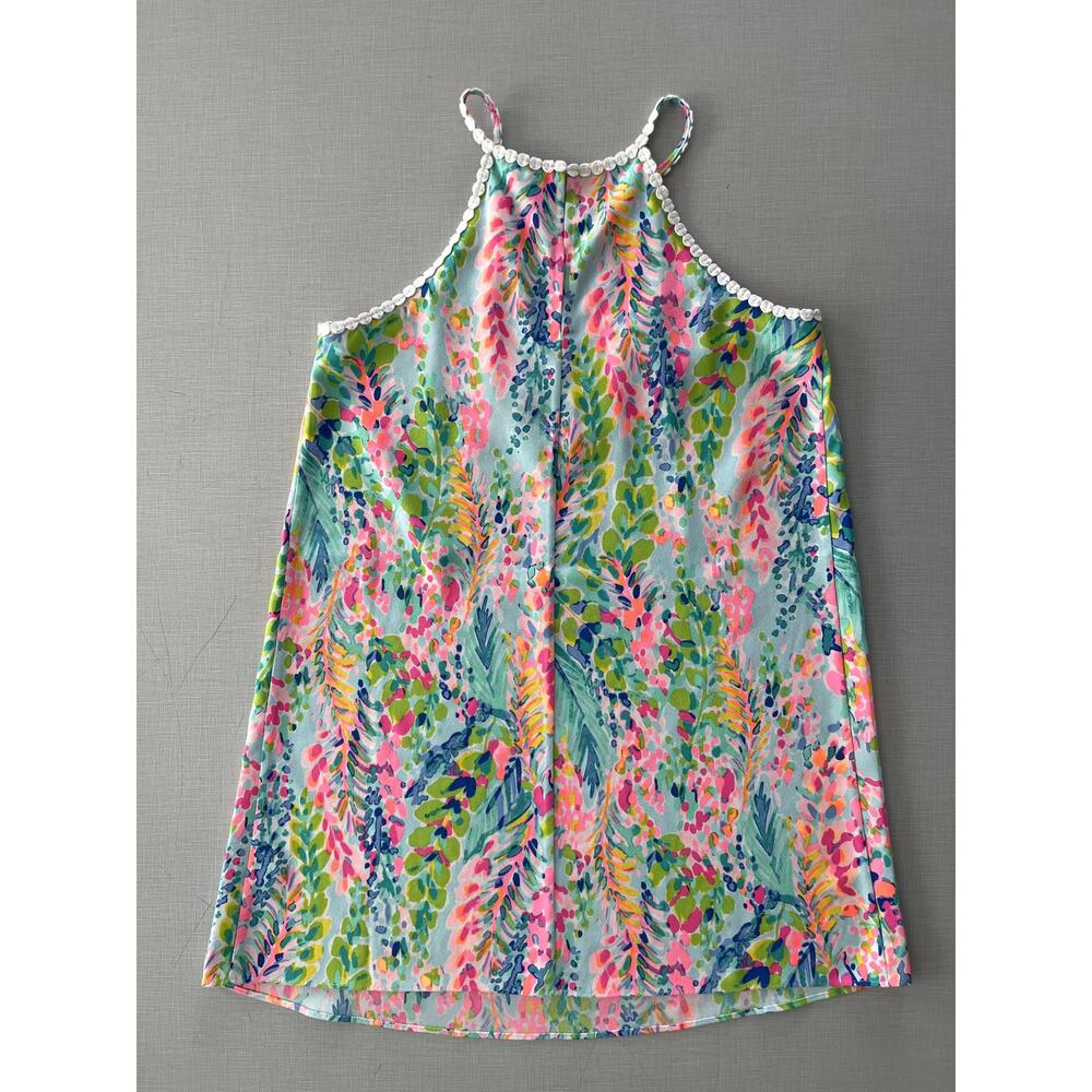 Lilly Pulitzer Size 8 Pearl Shift Dress Mini Colorful Tropical Vacation Crochet - Picture 4 of 12